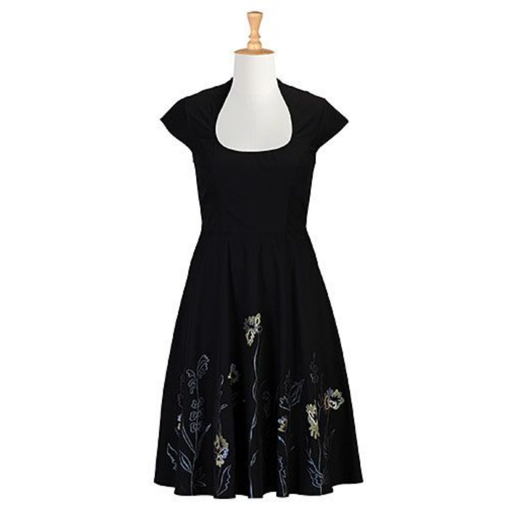 COPY - Eshakti floral embellished poplin dress